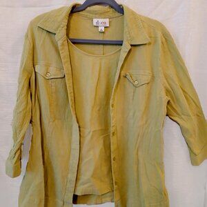 Green Long Sleeve Shirt with Attached Tank, XL